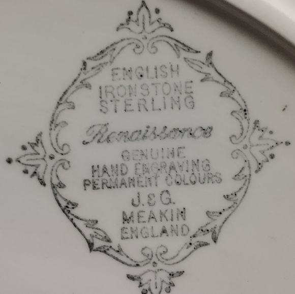 J & G Meakin England Sterling Renaissance Green 9.5" x 12" Oval Platter - Picture 3 of 4